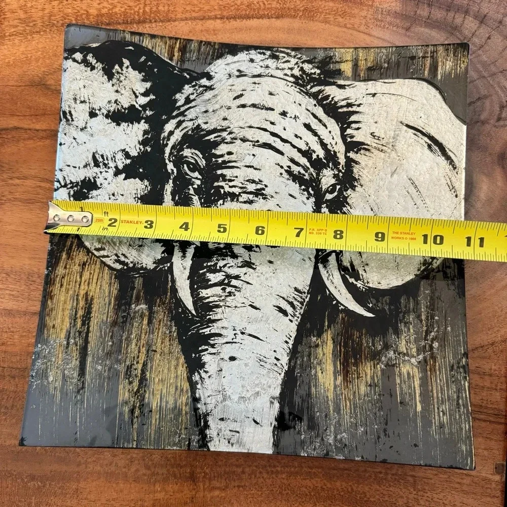Glass Elephant Curved Serving Tray - Square